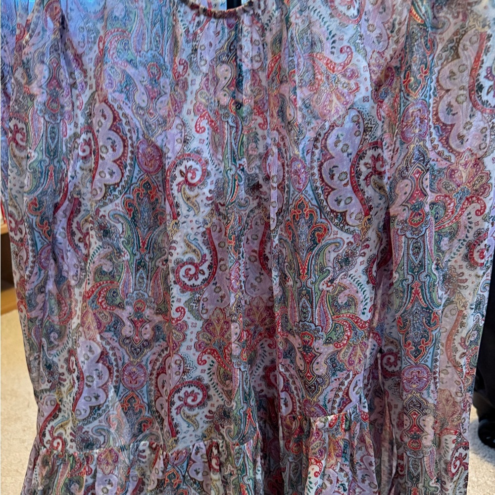 Zimmermann Silk Paisley Blouse in Pink, Teal and Rust